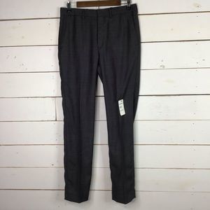 New DKNY Slim Fit Dress Pant Grey Blue Plaid